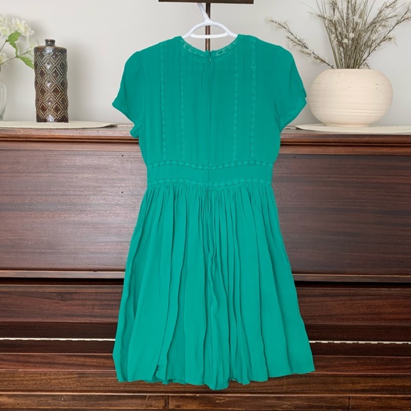Asos - Embroidered, Emerald Green, Short-Sleeve Dress, Size 6 - Picture 8 of 13